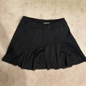 Black Flared Tennis Skirt with Lace Details